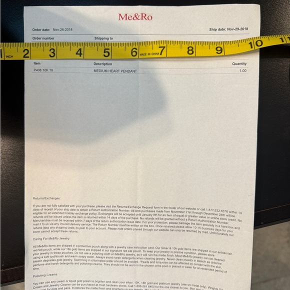 Me & Ro 10k Gold Heart Pendant Necklace - Picture 3 of 4